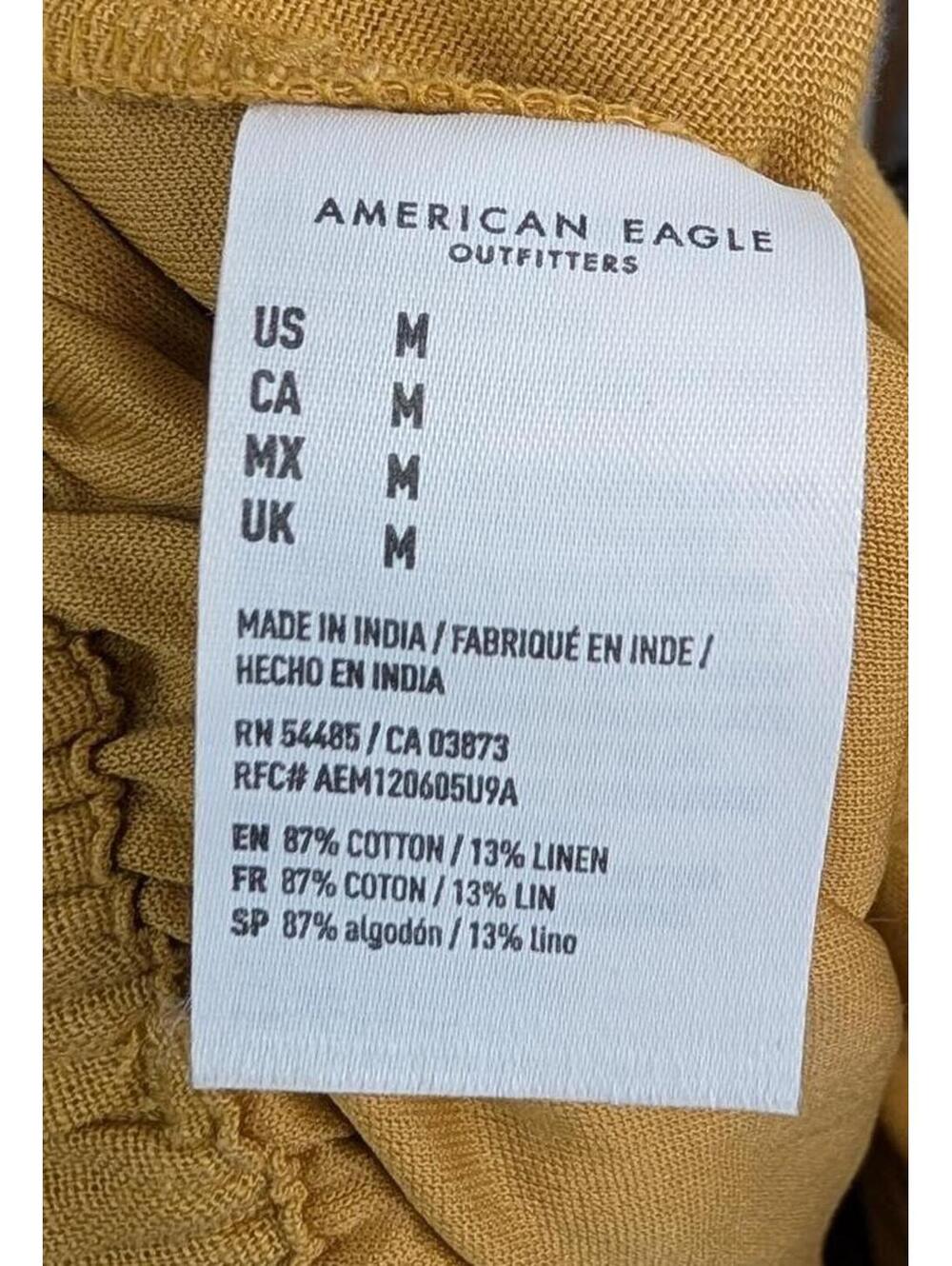 American Eagle Mustard Yellow Paper Bag Tie Women's M - Picture 3 of 4